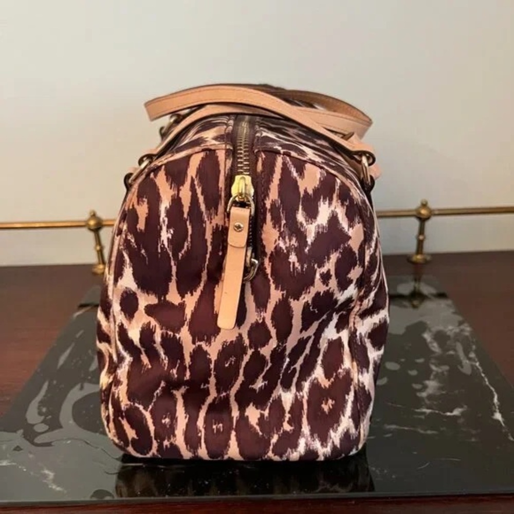 kate spade Brown and Tan Leopard-Print Bow Satchel - Picture 5 of 5